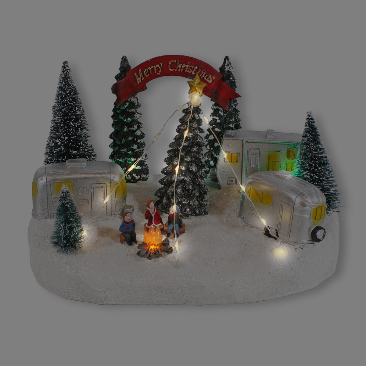 LED Weihnachtscamping Dekofigur – beleuchtetes Winterdorf mit Figuren