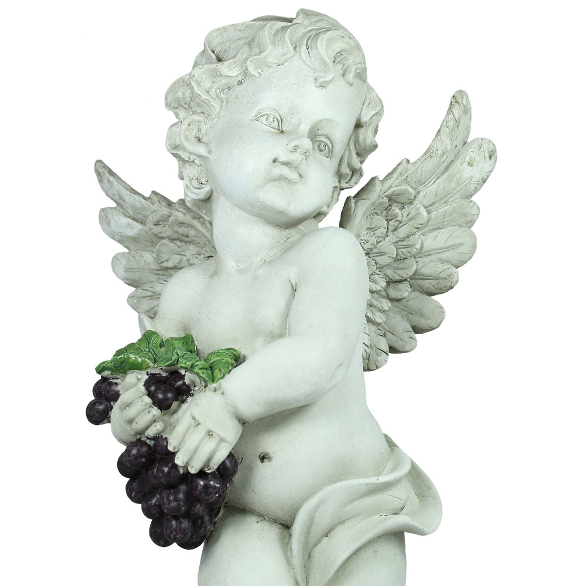 Engel Dekofigur für den Garten & Grab – schwarze Trauben, 45 cm