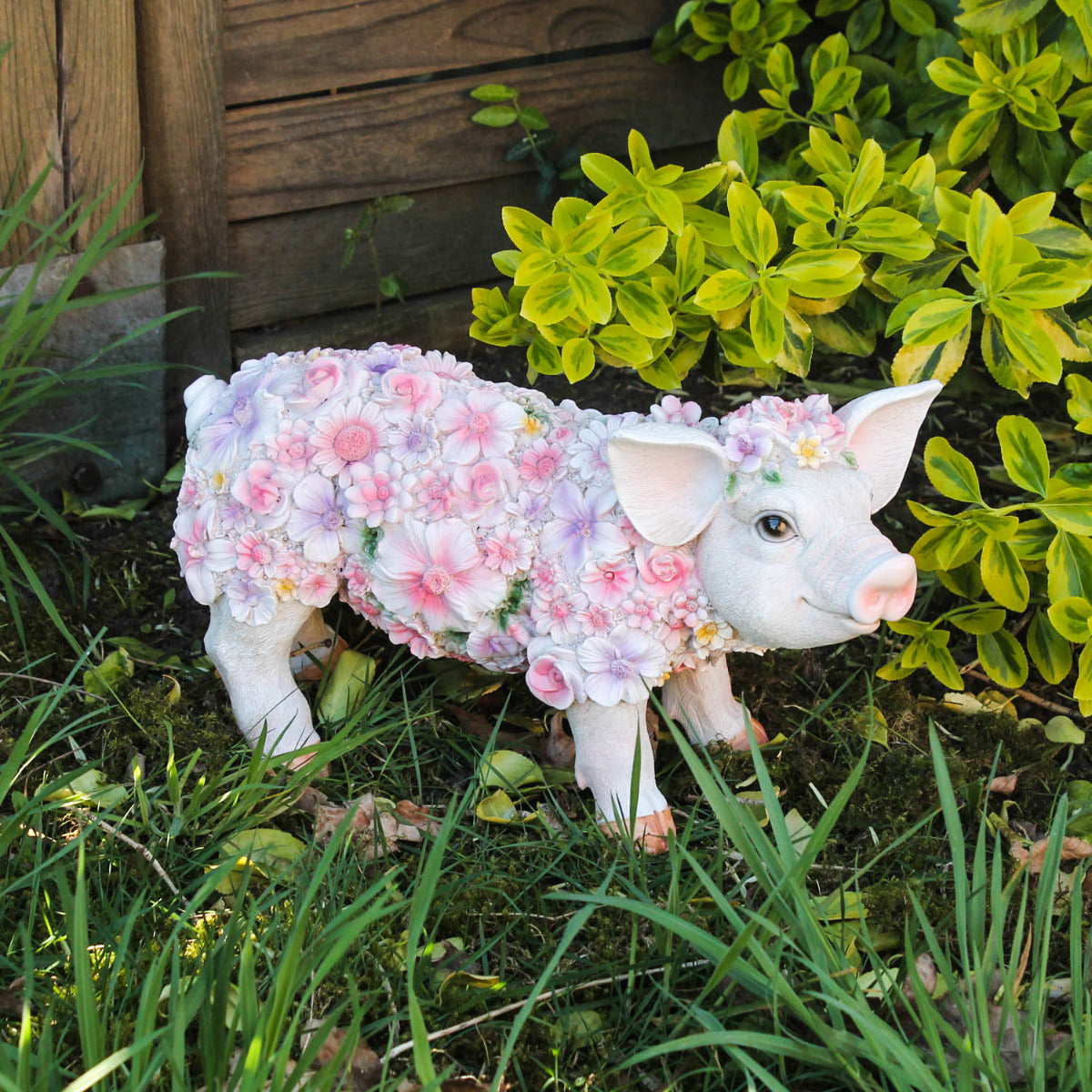 Schweine Figur stehend Blumenschwein Deko Ferkel stehend Deko Schwein