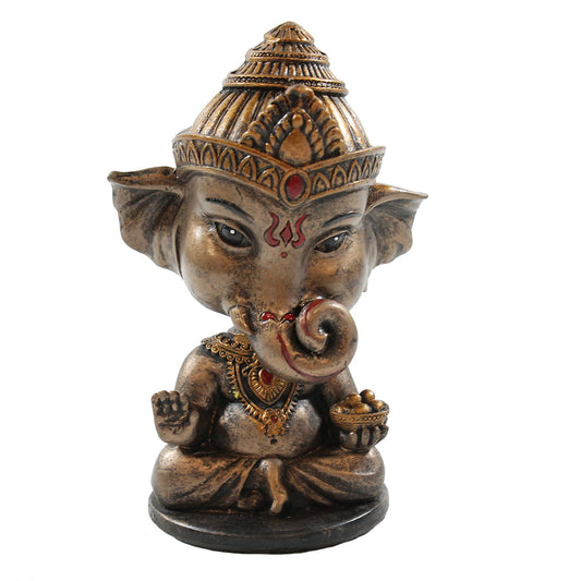 Ganesha Wackelkopf Dekofigur in Bronzeoptik – indische Figur