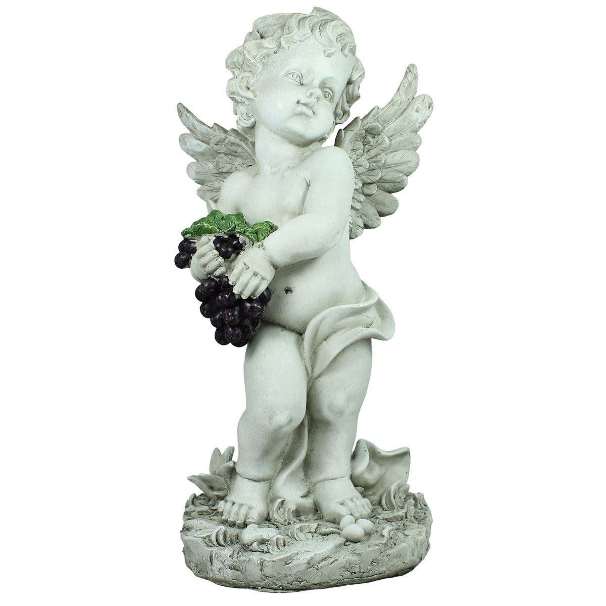 Engel Dekofigur für den Garten & Grab – schwarze Trauben, 45 cm