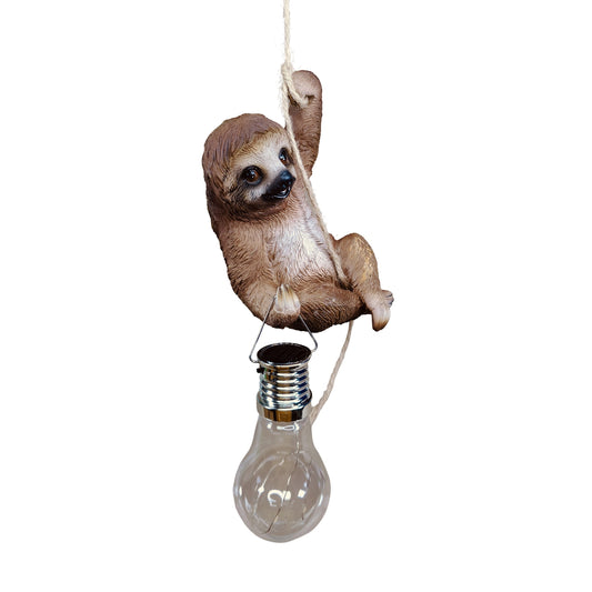 Faultier Figur mit Solarlampe - Faultier Deko als Gartenfigur zum Aufhängen