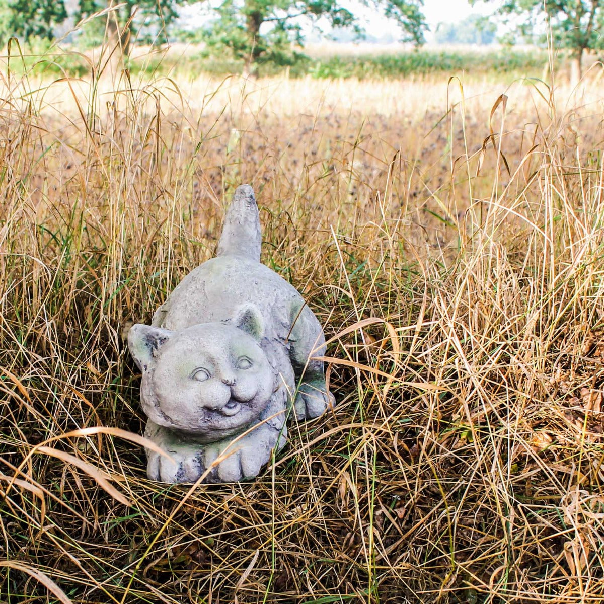 Katze in Betonoptik – Dekofigur für den Garten