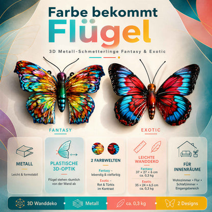 3D Metallbild Schmetterling – bunte Wanddeko Fantasy oder Exotic