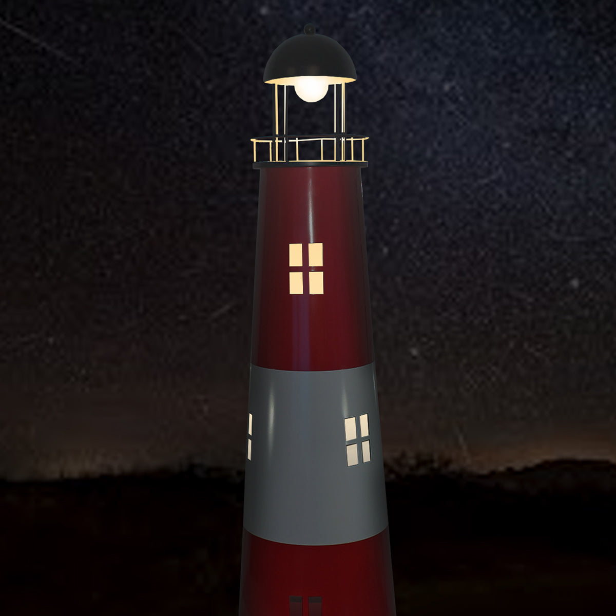 Leuchtturm Garten 150 cm mit Licht Solar Leuchtturm Metall Maritime Deko mit LED Beleuchtung Gartendeko Maritim