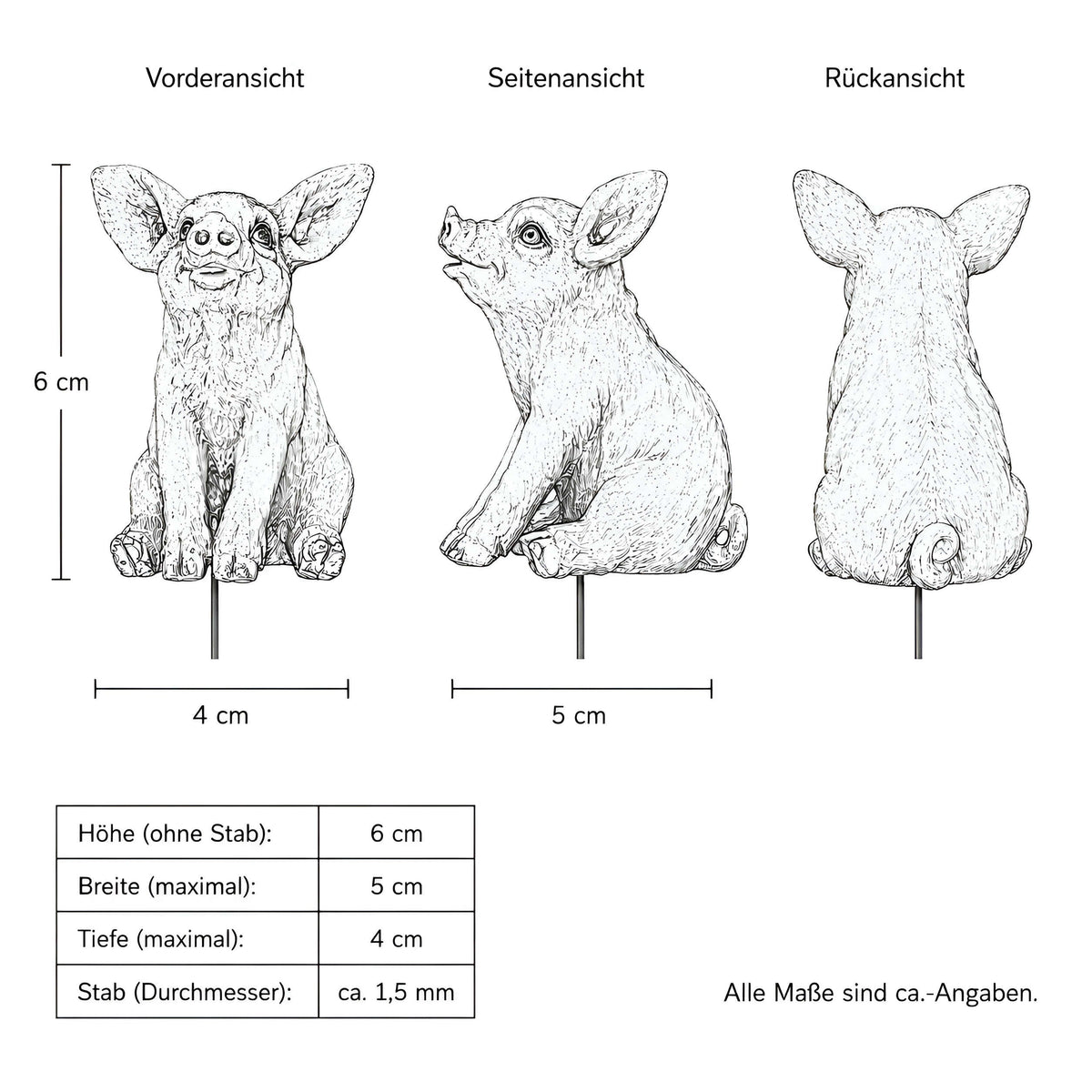 Tierische Blumenstecker & Gartenstecker für Beet und Blumentopf, 6 Motive