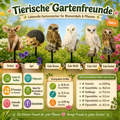 Tierische Blumenstecker & Gartenstecker für Beet und Blumentopf, 6 Motive