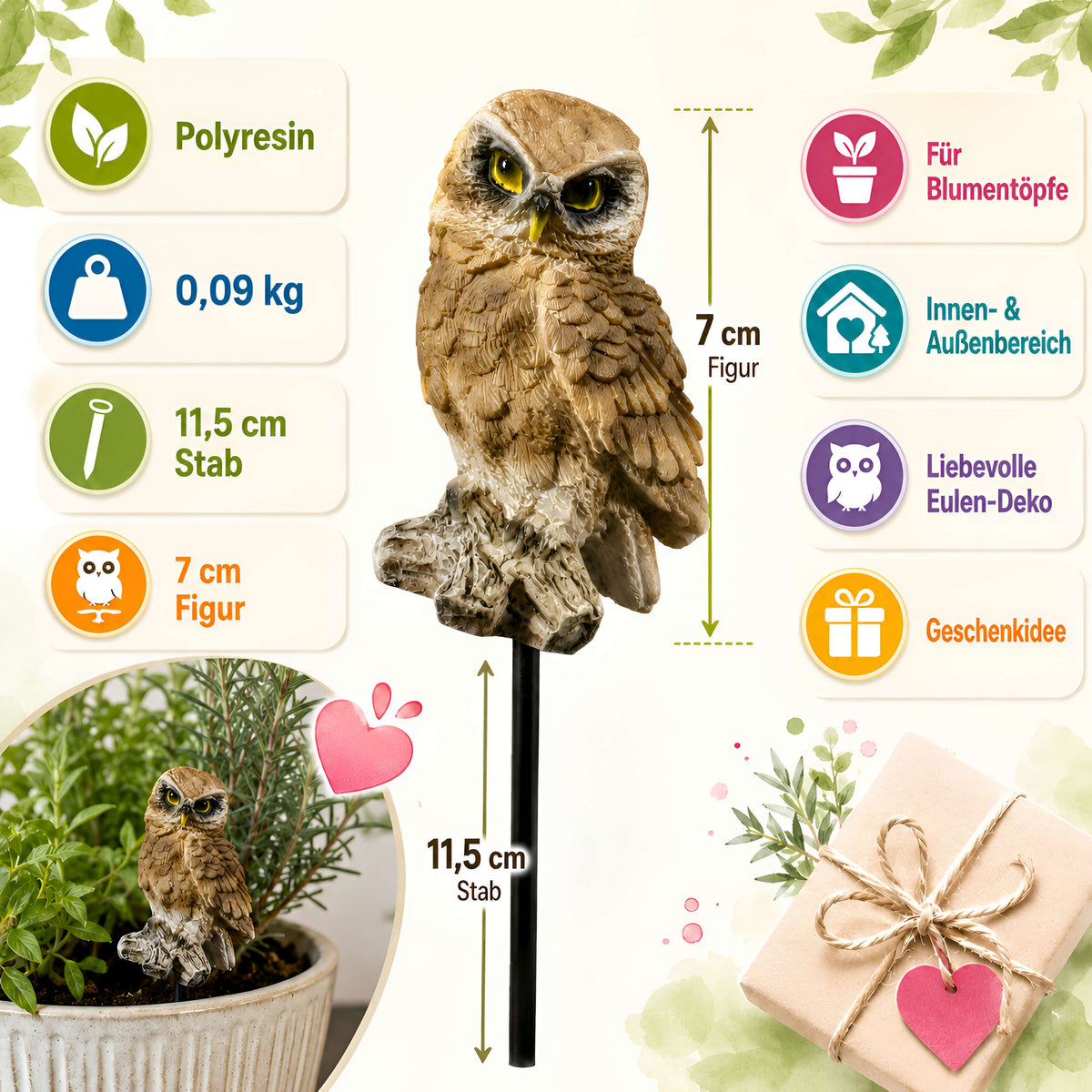 Tierische Blumenstecker & Gartenstecker für Beet und Blumentopf, 6 Motive