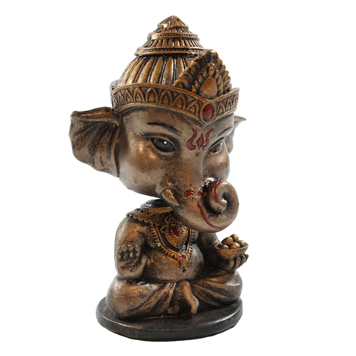 Ganesha Wackelkopf Dekofigur in Bronzeoptik – indische Figur