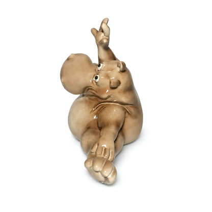 Yoga Nilpferd Dekofigur – glänzende Deko Figur in 2 Posen