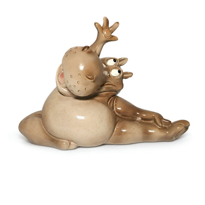 Yoga Nilpferd Dekofigur – glänzende Deko Figur in 2 Posen