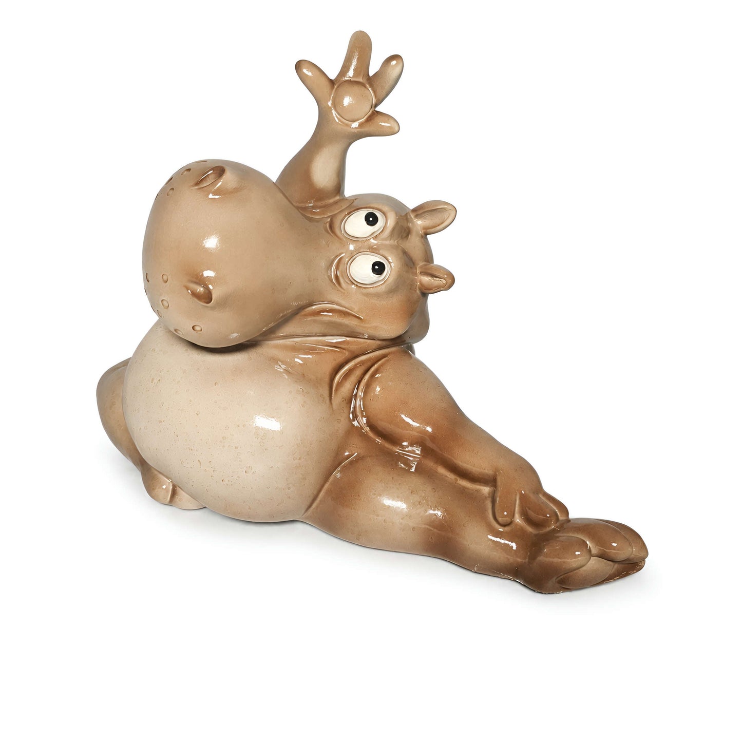 Yoga Nilpferd Dekofigur – glänzende Deko Figur in 2 Posen