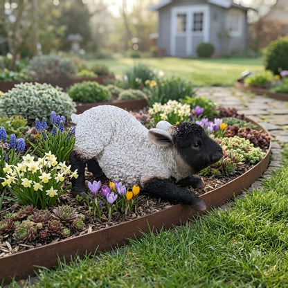 Verspieltes Lamm Dekofigur Set für den Garten – 3 Schafmotive