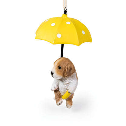Hängedeko Tierfigur mit Schirm – Fenster- & Gartendeko: Biene, Mops oder Jack Russell