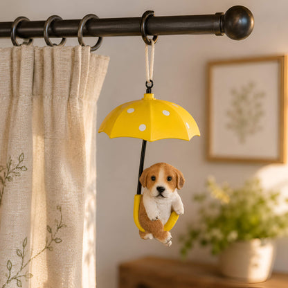 Hängedeko Tierfigur mit Schirm – Fenster- & Gartendeko: Biene, Mops oder Jack Russell