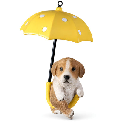 Hängedeko Tierfigur mit Schirm – Fenster- & Gartendeko: Biene, Mops oder Jack Russell