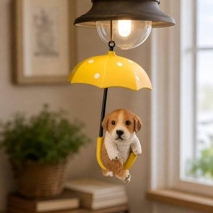 Hängedeko Tierfigur mit Schirm – Fenster- & Gartendeko: Biene, Mops oder Jack Russell