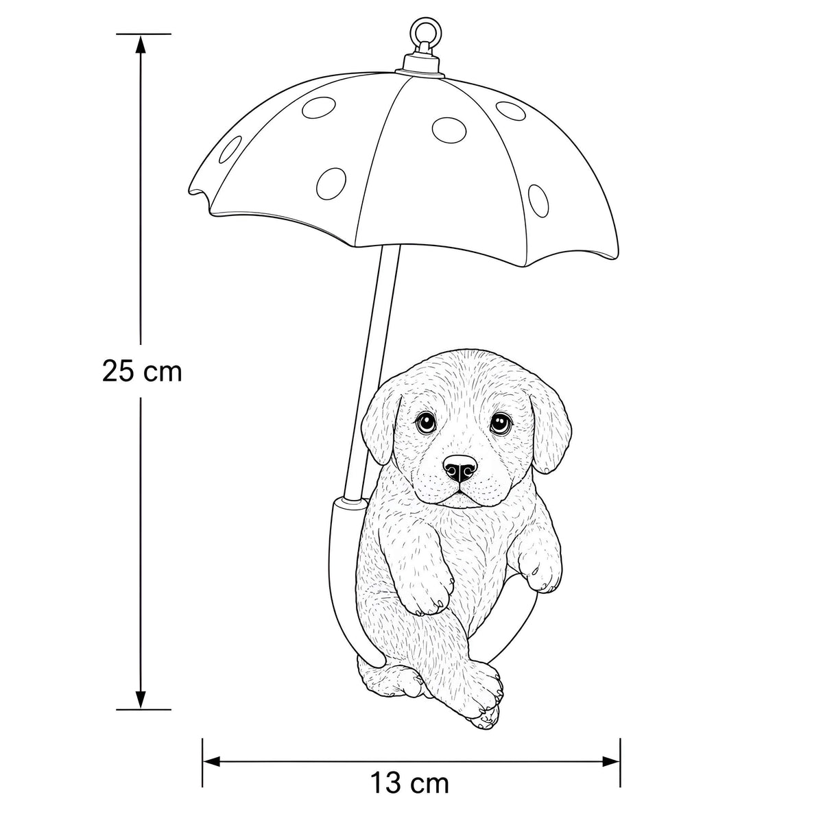 Hängedeko Tierfigur mit Schirm – Fenster- & Gartendeko: Biene, Mops oder Jack Russell