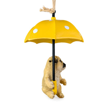 Hängedeko Tierfigur mit Schirm – Fenster- & Gartendeko: Biene, Mops oder Jack Russell