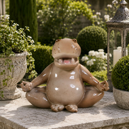 Yoga Nilpferd Dekofigur – glänzende Deko Figur in 2 Posen