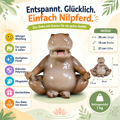 Yoga Nilpferd Dekofigur – glänzende Deko Figur in 2 Posen