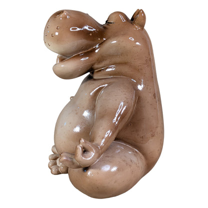 Yoga Nilpferd Dekofigur – glänzende Deko Figur in 2 Posen
