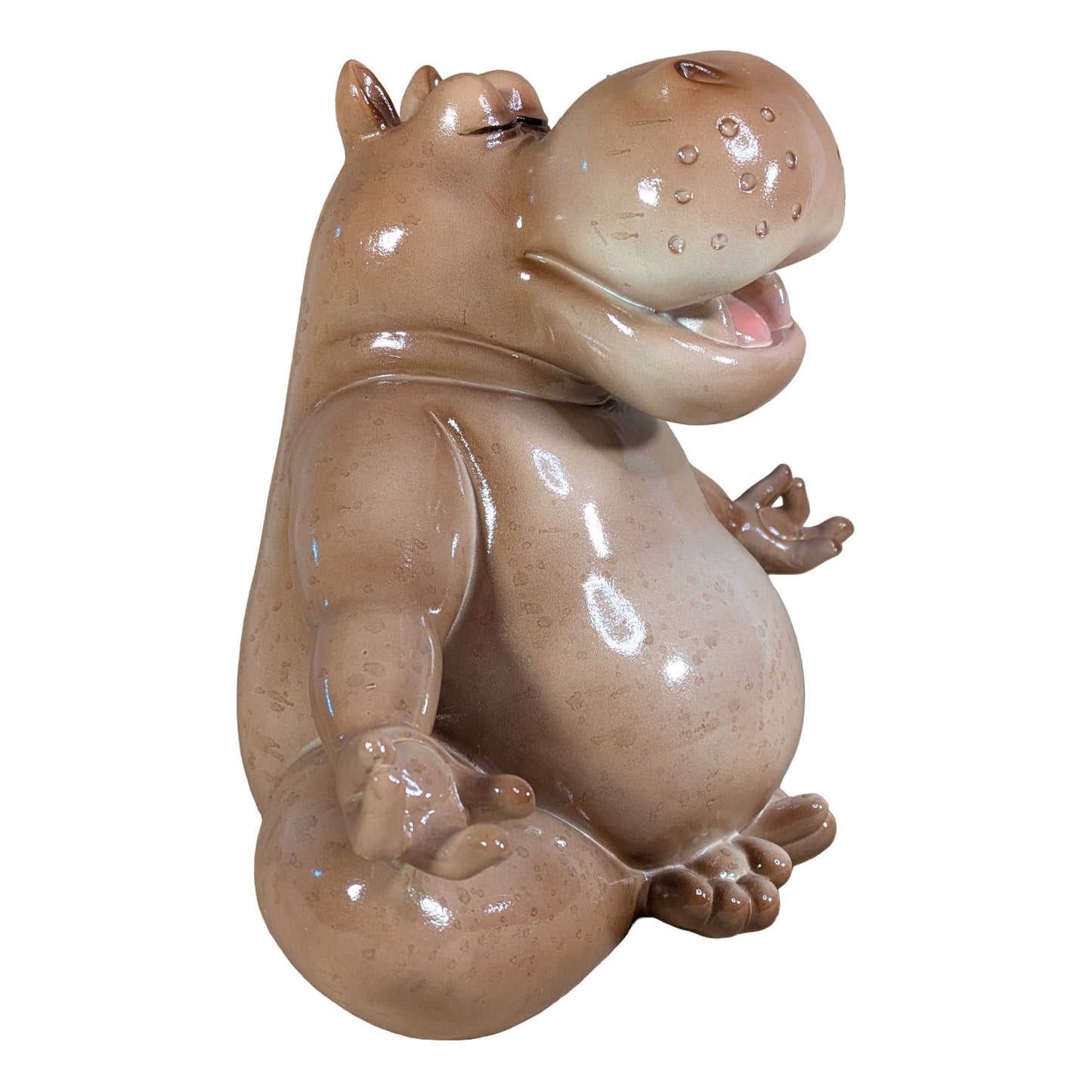 Yoga Nilpferd Dekofigur – glänzende Deko Figur in 2 Posen