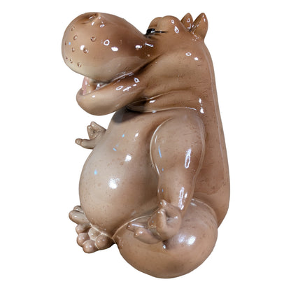 Yoga Nilpferd Dekofigur – glänzende Deko Figur in 2 Posen