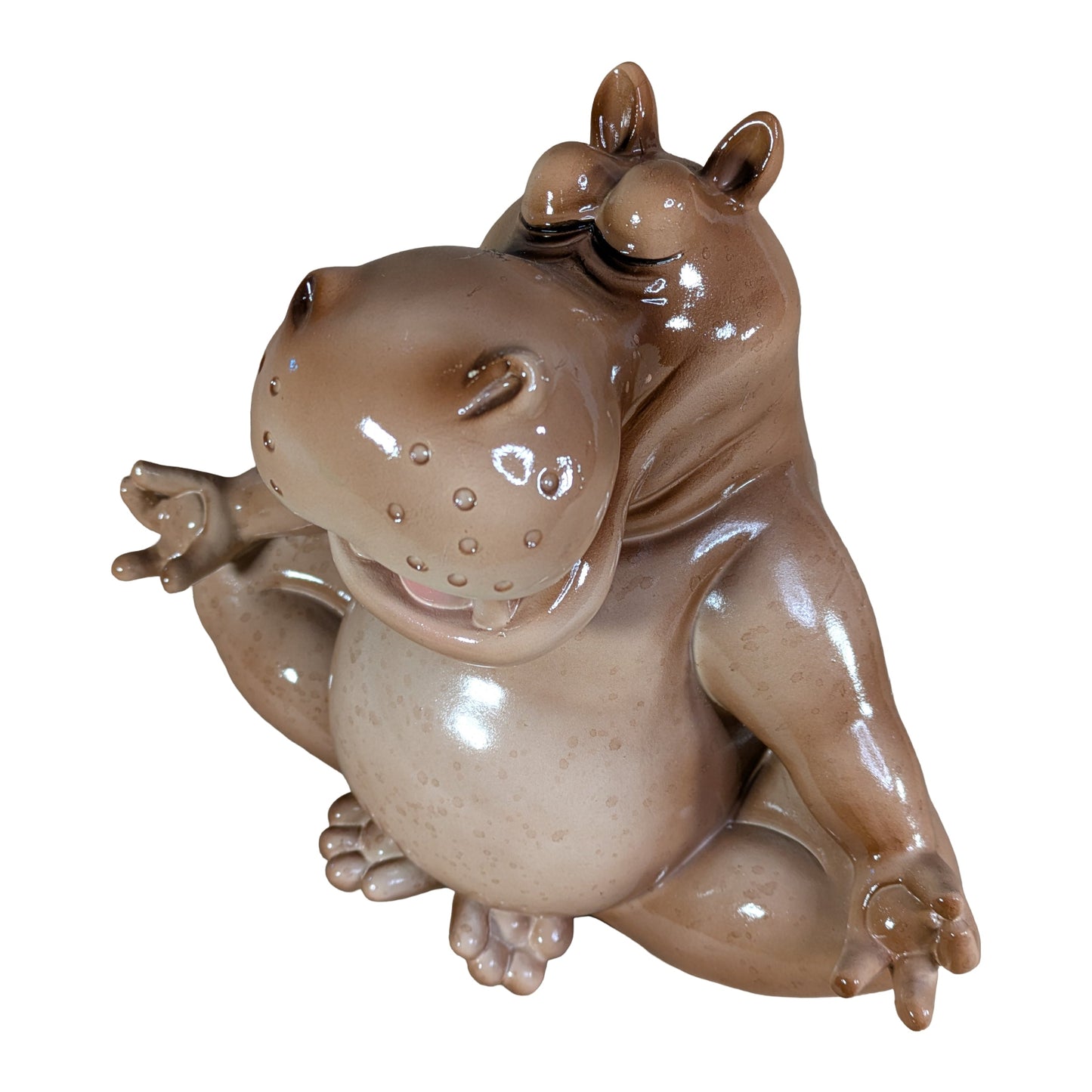Yoga Nilpferd Dekofigur – glänzende Deko Figur in 2 Posen