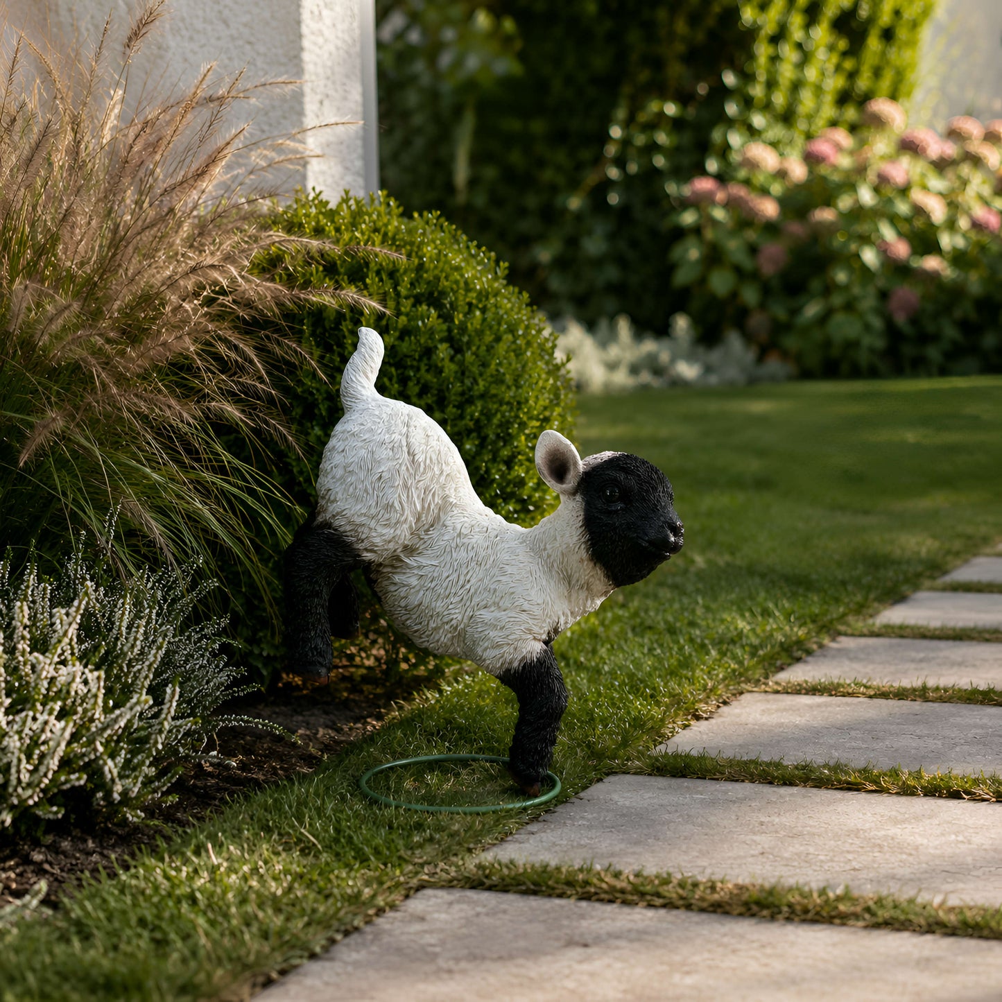 Verspieltes Lamm Dekofigur Set für den Garten – 3 Schafmotive