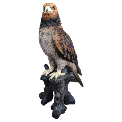 Adler Figur groß auf Baumstamm – Gartenfigur Adler als Deko Adler für Terrasse, Balkon & Eingangsbereich