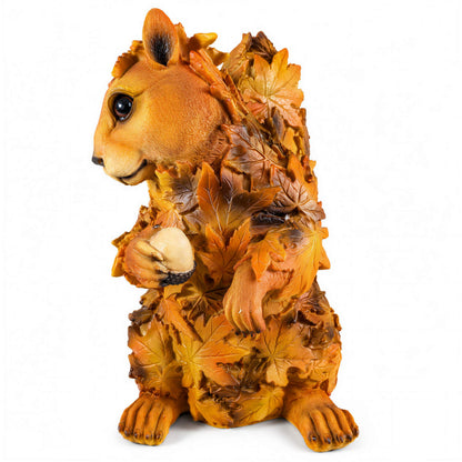 Waldtier-Dekofiguren Eule, Reh, Igel & Eichhörnchen mit Blätterdeko