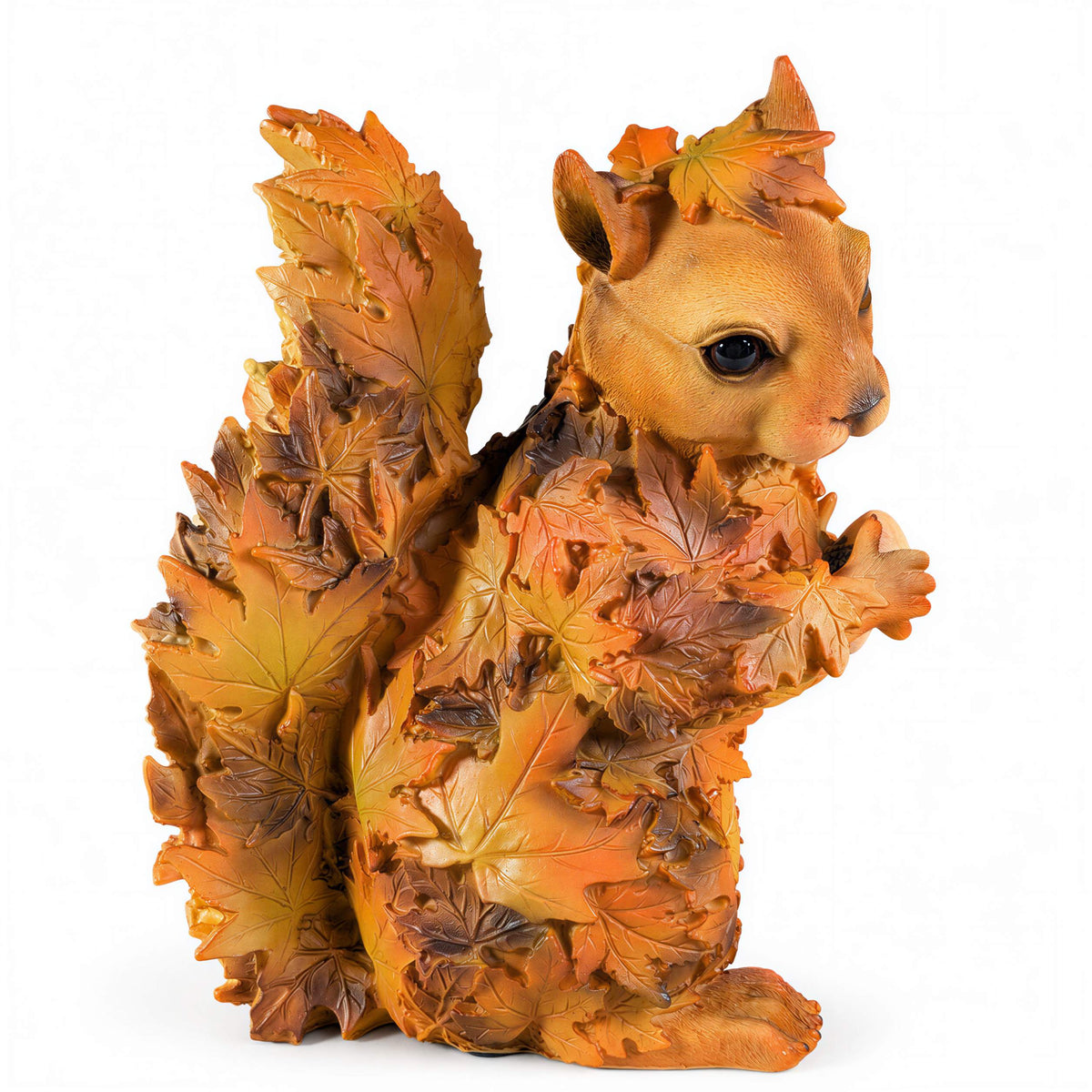 Waldtier-Dekofiguren Eule, Reh, Igel & Eichhörnchen mit Blätterdeko