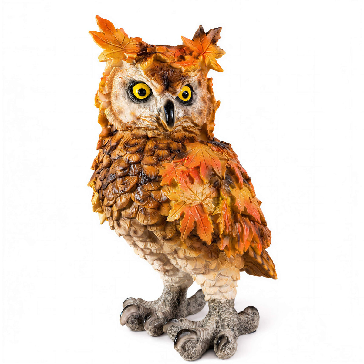 Waldtier-Dekofiguren Eule, Reh, Igel & Eichhörnchen mit Blätterdeko