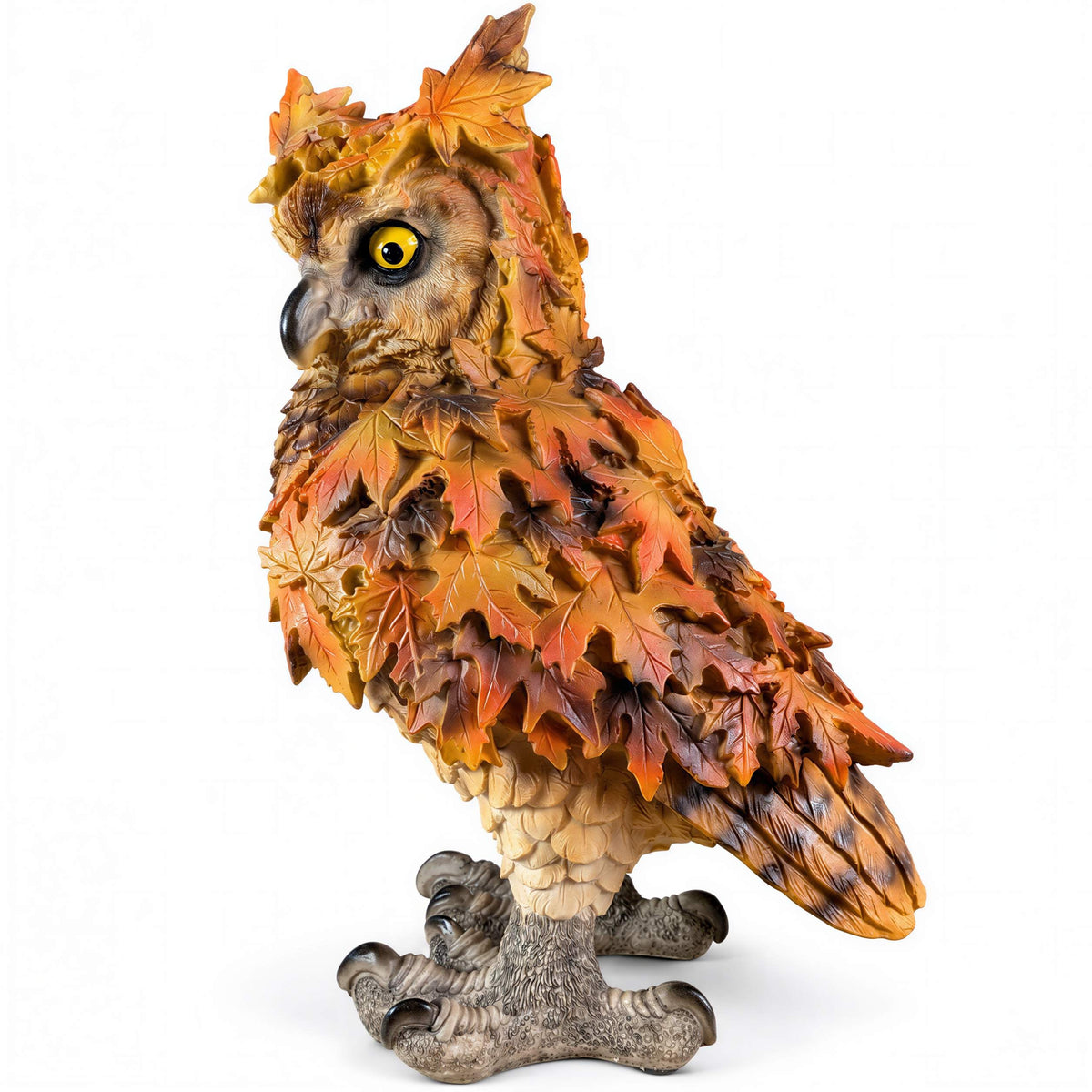 Waldtier-Dekofiguren Eule, Reh, Igel & Eichhörnchen mit Blätterdeko
