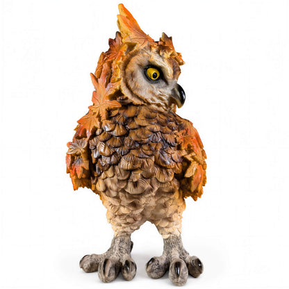Waldtier-Dekofiguren Eule, Reh, Igel & Eichhörnchen mit Blätterdeko