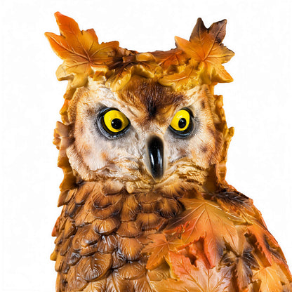 Waldtier-Dekofiguren Eule, Reh, Igel & Eichhörnchen mit Blätterdeko