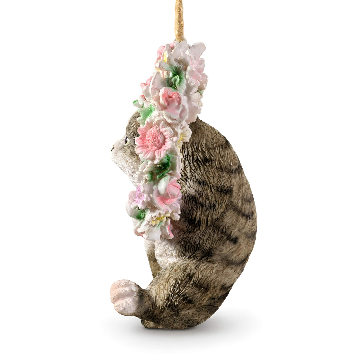 Hängedeko Katzenfigur oder Hundefigur im Blumenkranz – Tierfigur für Fenster & Garten