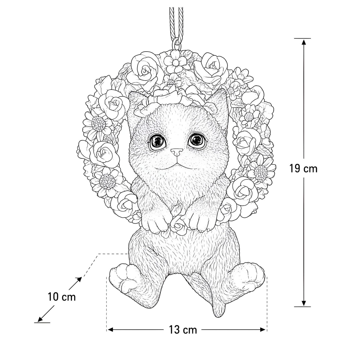 Hängedeko Katzenfigur oder Hundefigur im Blumenkranz – Tierfigur für Fenster & Garten