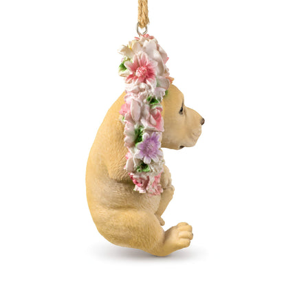 Hängedeko Katzenfigur oder Hundefigur im Blumenkranz – Tierfigur für Fenster & Garten