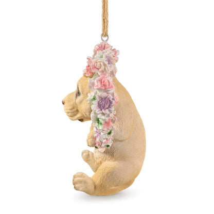 Hängedeko Katzenfigur oder Hundefigur im Blumenkranz – Tierfigur für Fenster & Garten