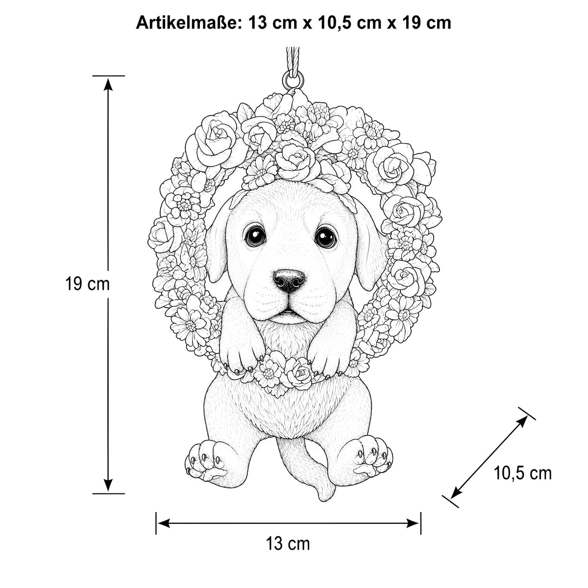 Hängedeko Katzenfigur oder Hundefigur im Blumenkranz – Tierfigur für Fenster & Garten