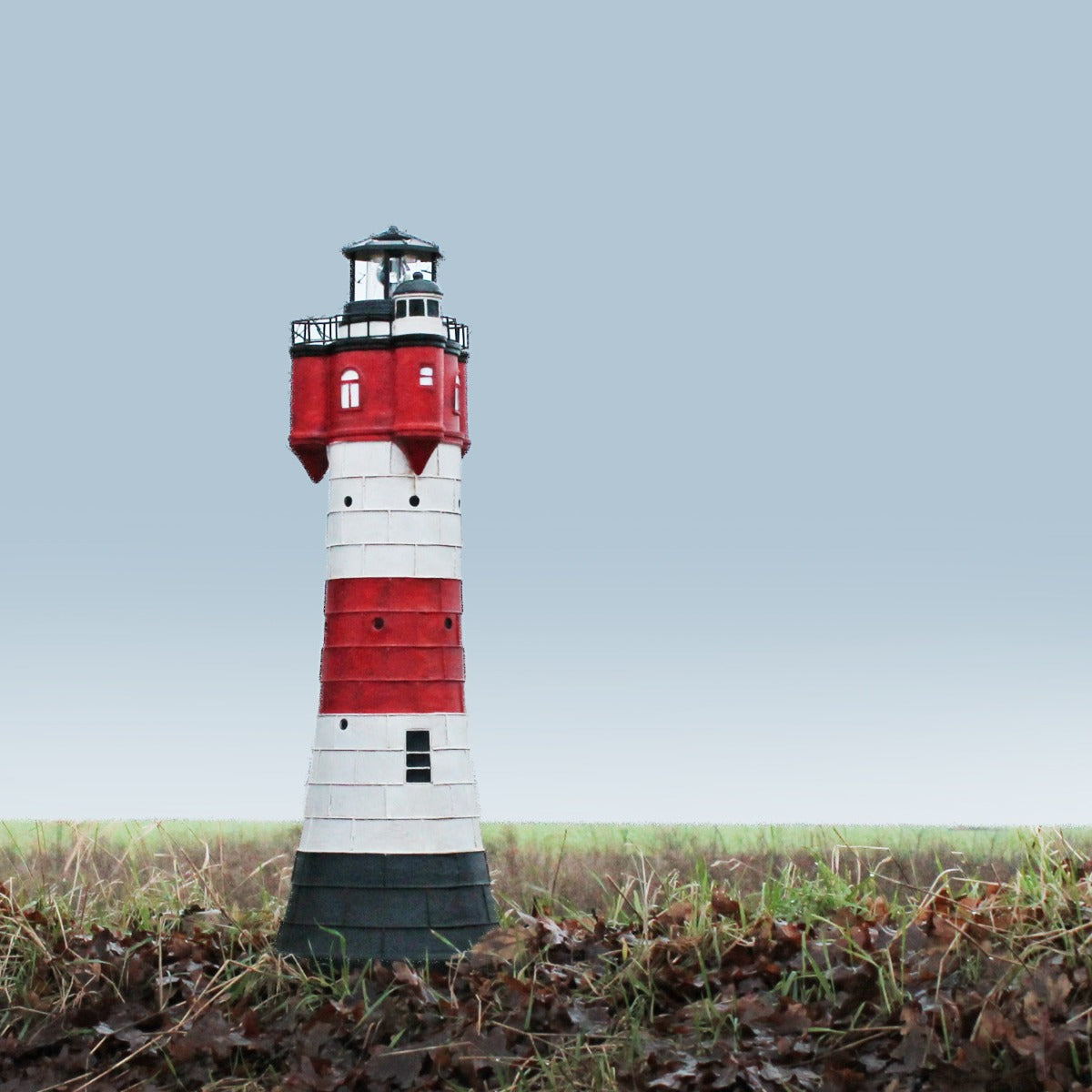 Leuchtturm Roter Sand Solar Leuchtturm 80 cm Maritime Deko LED Beleuchtung blinkend