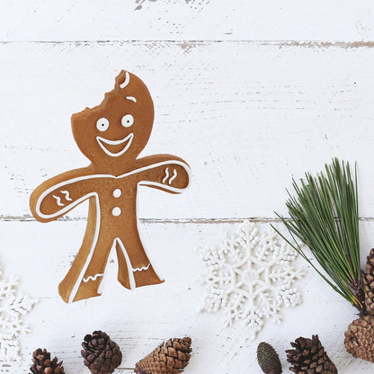Lebkuchenfiguren mit Biss – Humorvolle Weihnachtstischdeko| Lebkuchenmann und -frau aus Polyresin | Detailreiche Weihnachtsdeko für Innenräume | Langlebige, festliche Dekoration