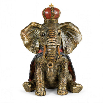 Elefantenfigur mit Krone in Schwarz-Gold oder Gold-Rot