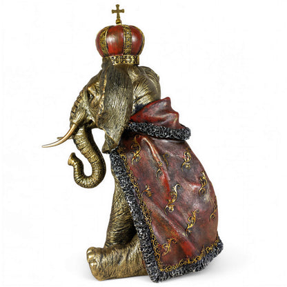 Elefantenfigur mit Krone in Schwarz-Gold oder Gold-Rot