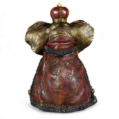 Elefantenfigur mit Krone in Schwarz-Gold oder Gold-Rot
