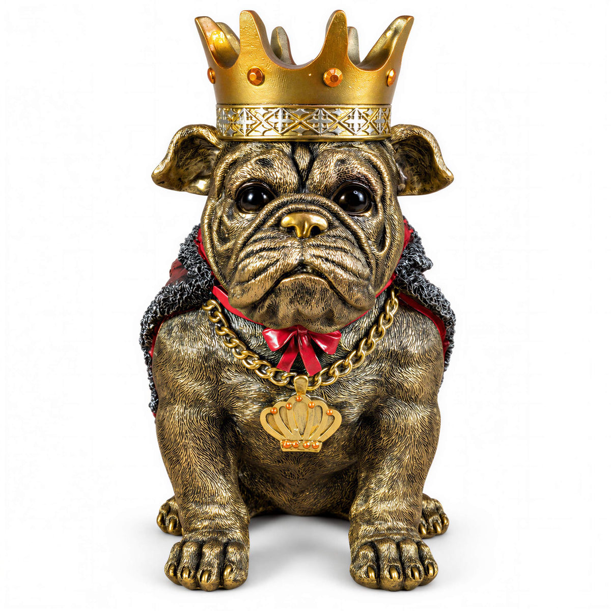 Bulldogge Dekofigur mit Krone – Urban Royals, schwarz oder gold