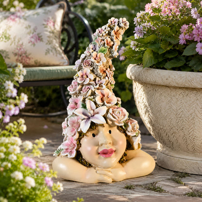 Romantisches Blumenkind – Dekofigur für den Garten in 2 Größen