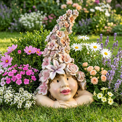 Romantisches Blumenkind – Dekofigur für den Garten in 2 Größen